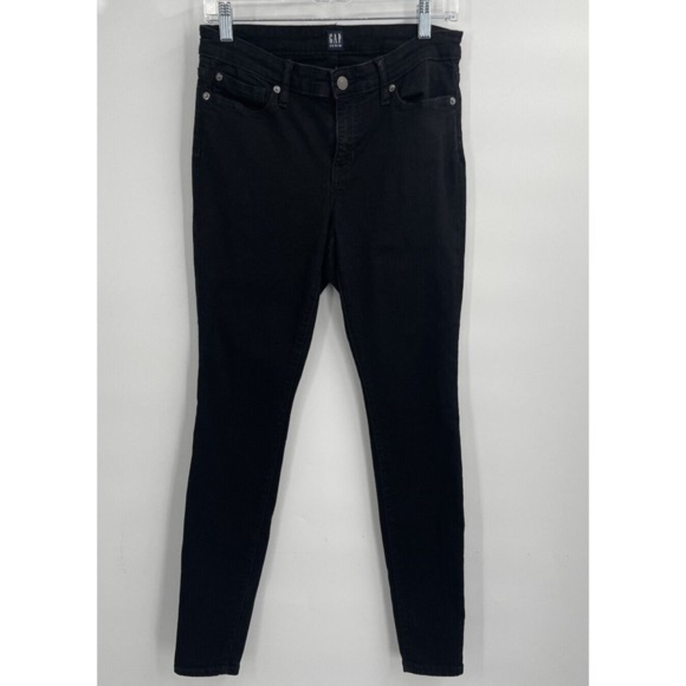 Gap 30 Skinny Jeans Womens Black Mid‎ Rise Solid Denim Pants